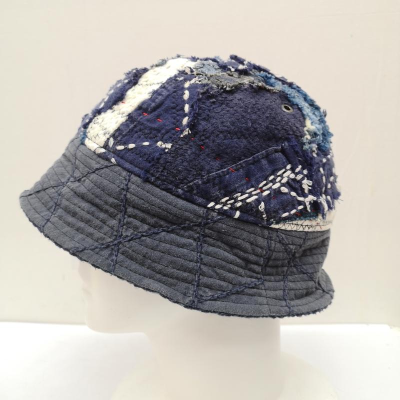 メメント MEMENTO 帽子 ハット リメイク バケットハット 再構築 デニム 藍染 パッチワーク 刺し子 襤褸 - 紺 / ネイビー / navy レディース USED 古着 中古 50143344