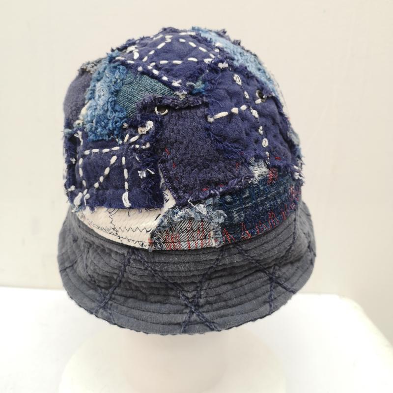 メメント MEMENTO 帽子 ハット リメイク バケットハット 再構築 デニム 藍染 パッチワーク 刺し子 襤褸 - 紺 / ネイビー / navy レディース USED 古着 中古 50143344