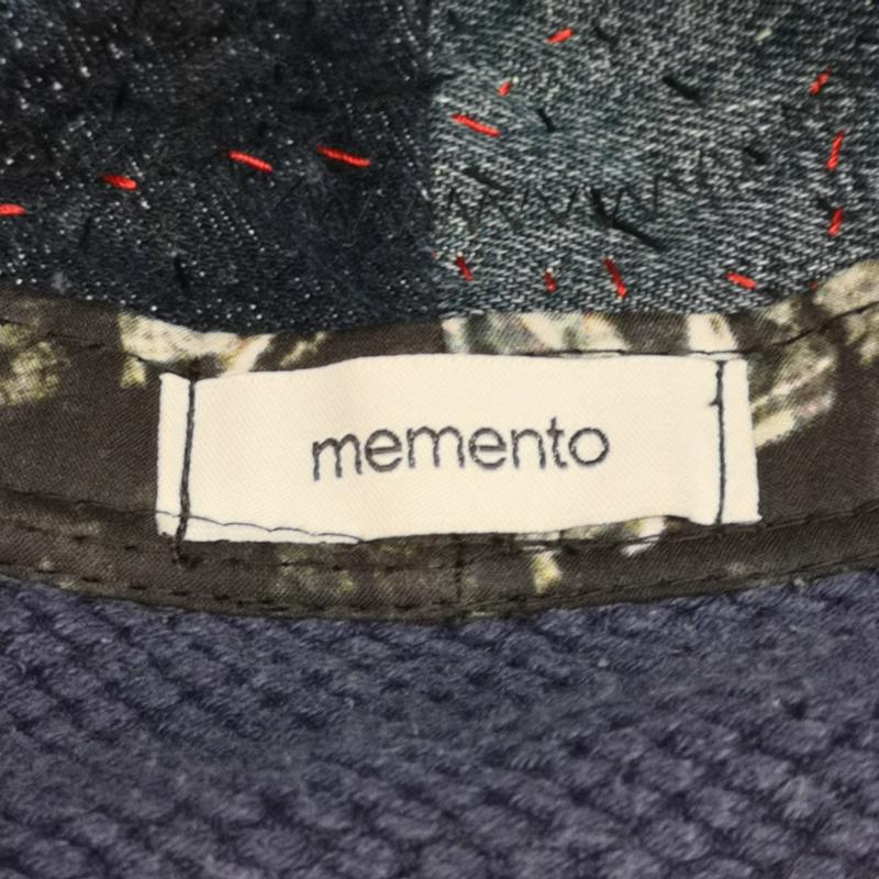 メメント MEMENTO 帽子 ハット リメイク バケットハット 再構築 デニム 藍染 パッチワーク 刺し子 襤褸 - 紺 / ネイビー / navy レディース USED 古着 中古 50143344