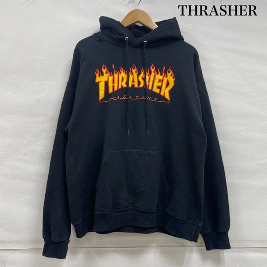 スラッシャー THRASHER パーカー 長袖 M ロゴ、文字 X プリント 黒 / ブラック / black メンズ USED 古着 中古 50143398