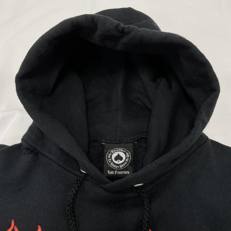 スラッシャー THRASHER パーカー 長袖 M ロゴ、文字 X プリント 黒 / ブラック / black メンズ USED 古着 中古 50143398