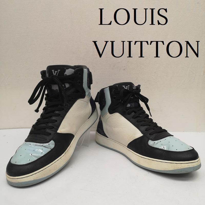 ルイヴィトン LOUIS VUITTON スニーカー スニーカー リヴォリ ライン モノグラム LVロゴ カモフラージュ ハイカット スニーカー MS 0250 UK：7 黒 / ブラック / black X 白 / ホワイト / white X 水色 / ライトブルー / メンズ USED 古着 中古 50143489