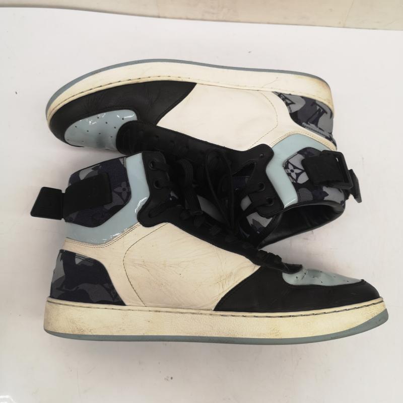 ルイヴィトン LOUIS VUITTON スニーカー スニーカー リヴォリ ライン モノグラム LVロゴ カモフラージュ ハイカット スニーカー MS 0250 UK：7 黒 / ブラック / black X 白 / ホワイト / white X 水色 / ライトブルー / メンズ USED 古着 中古 50143489