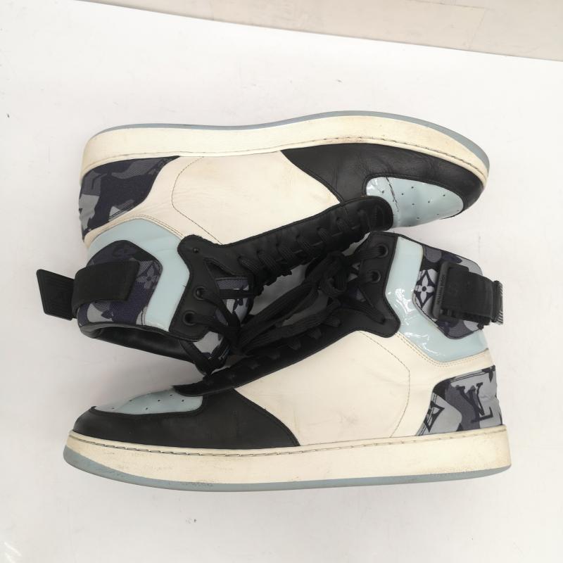 ルイヴィトン LOUIS VUITTON スニーカー スニーカー リヴォリ ライン モノグラム LVロゴ カモフラージュ ハイカット スニーカー MS 0250 UK：7 黒 / ブラック / black X 白 / ホワイト / white X 水色 / ライトブルー / メンズ USED 古着 中古 50143489