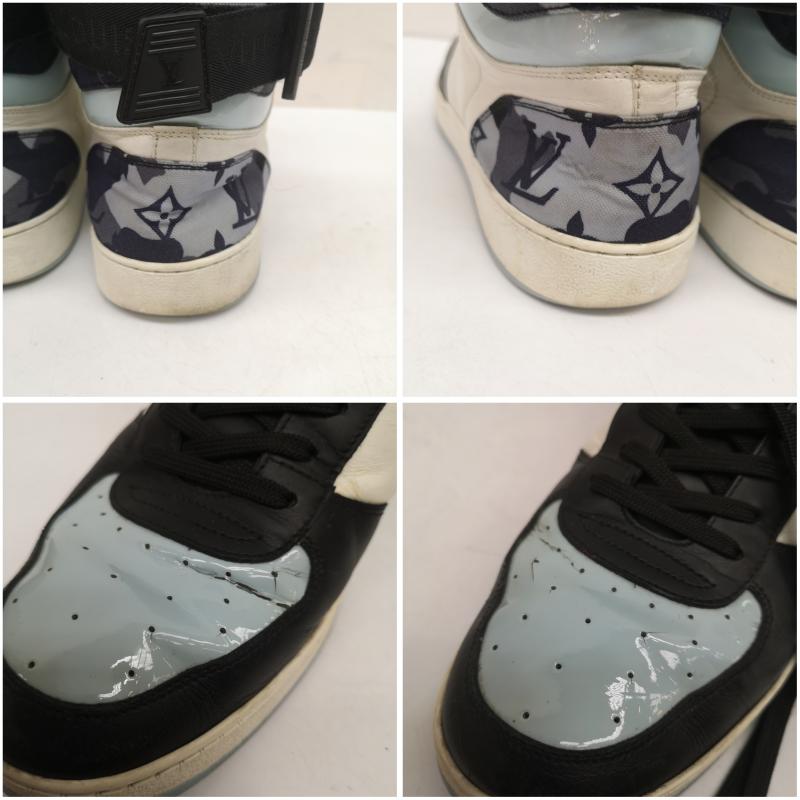 ルイヴィトン LOUIS VUITTON スニーカー スニーカー リヴォリ ライン モノグラム LVロゴ カモフラージュ ハイカット スニーカー MS 0250 UK：7 黒 / ブラック / black X 白 / ホワイト / white X 水色 / ライトブルー / メンズ USED 古着 中古 50143489