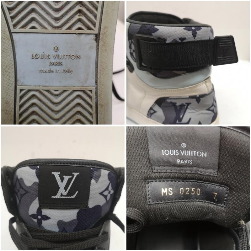 ルイヴィトン LOUIS VUITTON スニーカー スニーカー リヴォリ ライン モノグラム LVロゴ カモフラージュ ハイカット スニーカー MS 0250 UK：7 黒 / ブラック / black X 白 / ホワイト / white X 水色 / ライトブルー / メンズ USED 古着 中古 50143489