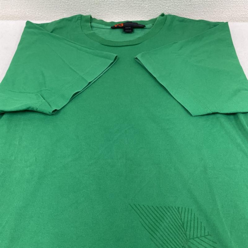 ワイスリー Y-3 Tシャツ 半袖 adidas コラボ 半袖 Tシャツ ラバープリント クルーネック ヨウジヤマモト XS ロゴ、文字 X プリント 緑 / グリーン / green メンズ USED 古着 中古 50143494