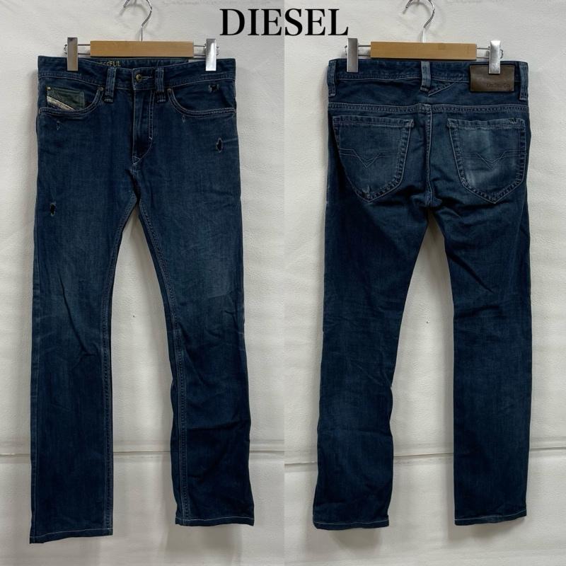 ディーゼル DIESEL パンツ デニム、ジーンズ THANAZ WASH 0601K スリム クラッシュ スキニー デニム パンツ 26インチ ダメージ加工 インディゴ / インディゴ / Indigo レディース USED 古着 中古 50143551