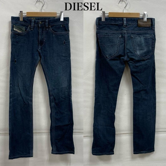 ディーゼル DIESEL パンツ デニム、ジーンズ THANAZ WASH 0601K スリム クラッシュ スキニー デニム パンツ 26インチ ダメージ加工 インディゴ / インディゴ / Indigo レディース USED 古着 中古 50143551