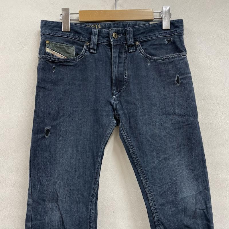 ディーゼル DIESEL パンツ デニム、ジーンズ THANAZ WASH 0601K スリム クラッシュ スキニー デニム パンツ 26インチ ダメージ加工 インディゴ / インディゴ / Indigo レディース USED 古着 中古 50143551