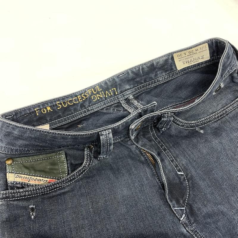 ディーゼル DIESEL パンツ デニム、ジーンズ THANAZ WASH 0601K スリム クラッシュ スキニー デニム パンツ 26インチ ダメージ加工 インディゴ / インディゴ / Indigo レディース USED 古着 中古 50143551