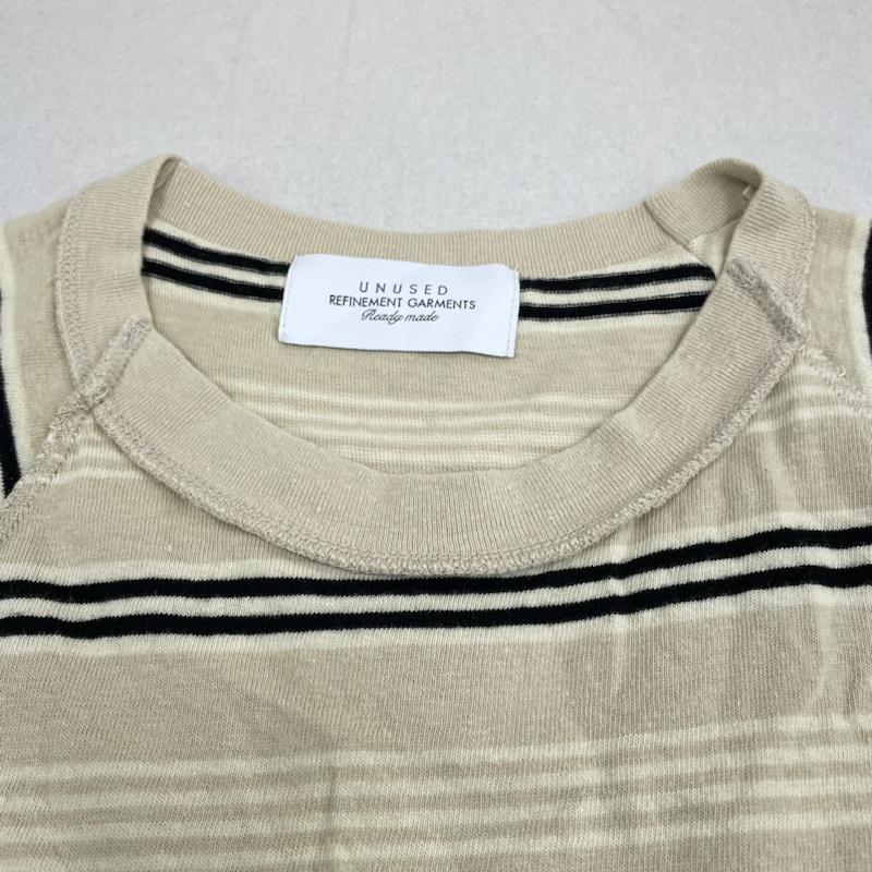 アンユーズド UNUSED Tシャツ 半袖 インサイドアウト ラグラン ボーダー 半袖 Tシャツ シャツ カットソー 切り替えし 2 ボーダー柄 ベージュ / ベージュ / beige メンズ USED 古着 中古 50143562