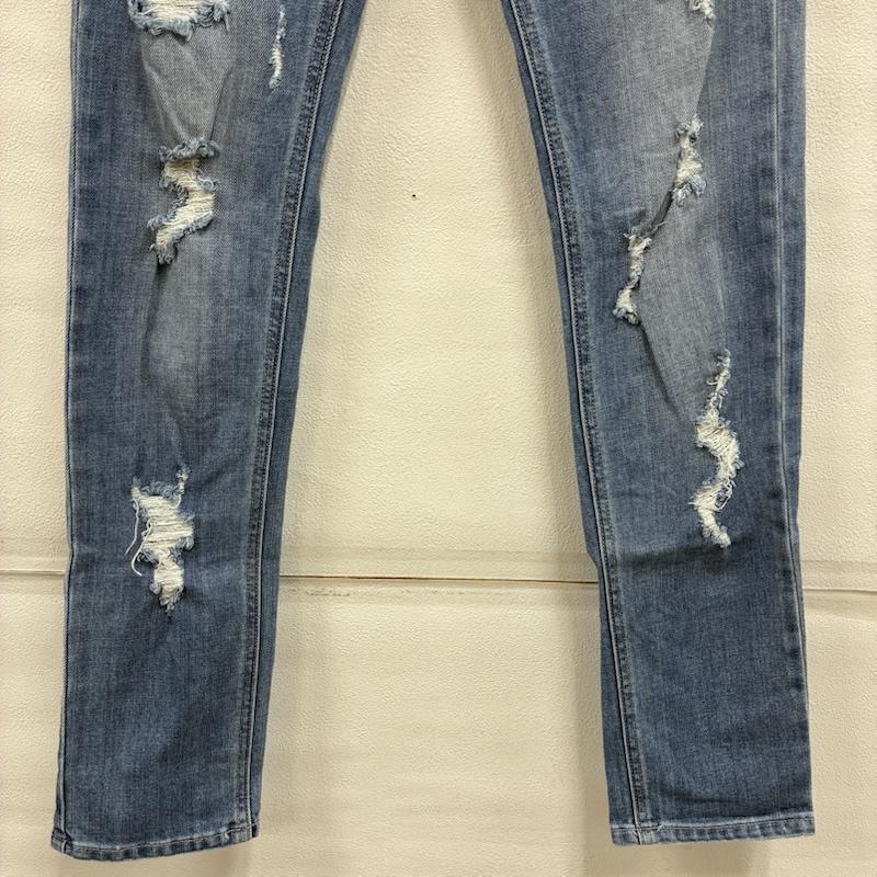 レディー Rady パンツ デニム、ジーンズ ストレッチ ダメージ クラッシュ スキニー デニム パンツ - ダメージ加工 水色 / ライトブルー / X 金 / ゴールド / gold color レディース USED 古着 中古 50143594