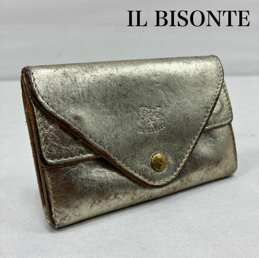 イルビゾンテ IL BISONTE 財布 コンパクト財布 レザー メタリック カードケース 名刺入れ 小銭入れ 財布 ミニウォレット - ワンポイント X ロゴ、文字 レディース USED 古着 中古 50143601