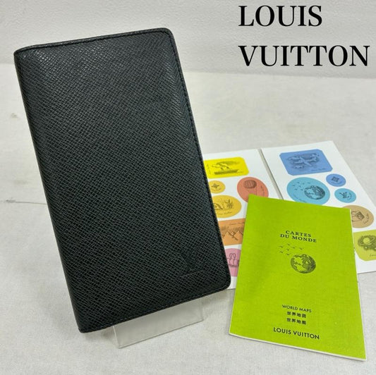 ルイヴィトン LOUIS VUITTON 財布 長財布 アジェンダ ポッシュ タイガ レザー 手帳 カバー 札入れ カードケース R20425 - ワンポイント X ロゴ、文字 黒 / ブラック / black メンズ USED 古着 中古 50143611