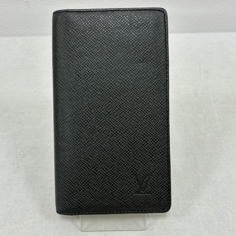 ルイヴィトン LOUIS VUITTON 財布 長財布 アジェンダ ポッシュ タイガ レザー 手帳 カバー 札入れ カードケース R20425 - ワンポイント X ロゴ、文字 黒 / ブラック / black メンズ USED 古着 中古 50143611