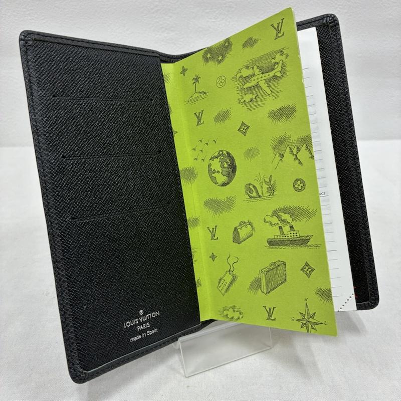 ルイヴィトン LOUIS VUITTON 財布 長財布 アジェンダ ポッシュ タイガ レザー 手帳 カバー 札入れ カードケース R20425 - ワンポイント X ロゴ、文字 黒 / ブラック / black メンズ USED 古着 中古 50143611