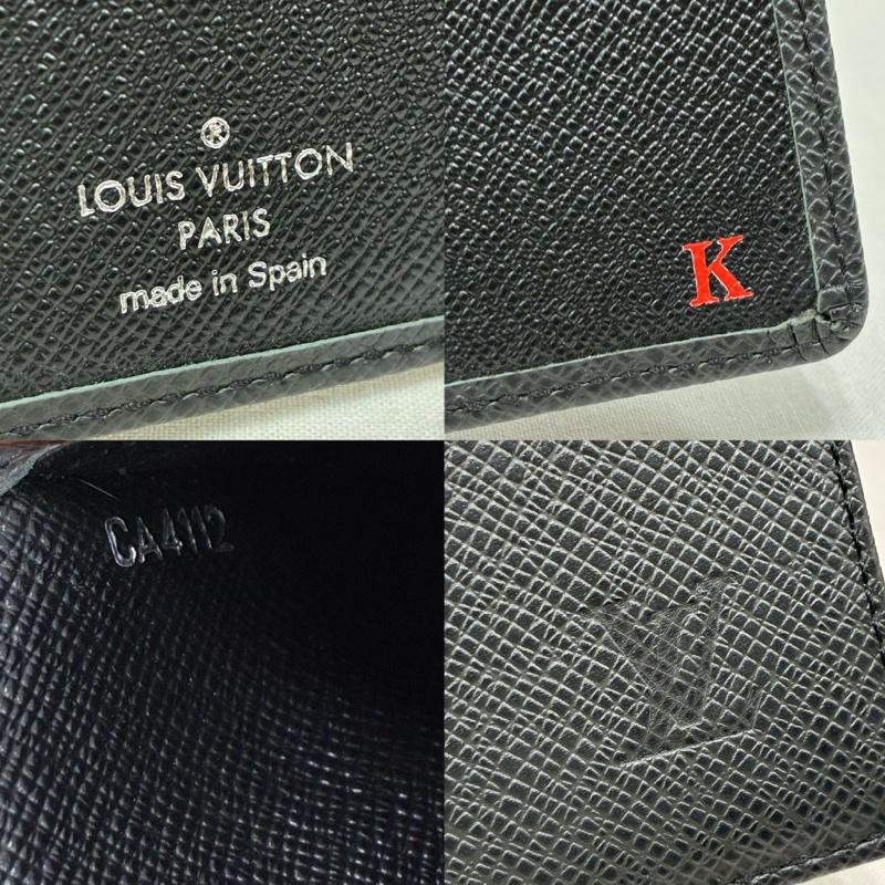 ルイヴィトン LOUIS VUITTON 財布 長財布 アジェンダ ポッシュ タイガ レザー 手帳 カバー 札入れ カードケース R20425 - ワンポイント X ロゴ、文字 黒 / ブラック / black メンズ USED 古着 中古 50143611