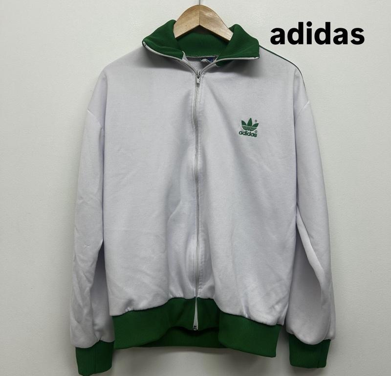 アディダス adidas ジャケット、上着 ジャンパー、ブルゾン トラックジャケット ワンポイントロゴ マルチカラー - ロゴ、文字 白 / ホワイト / white X 緑 / グリーン / green メンズ USED 古着 中古 50143652