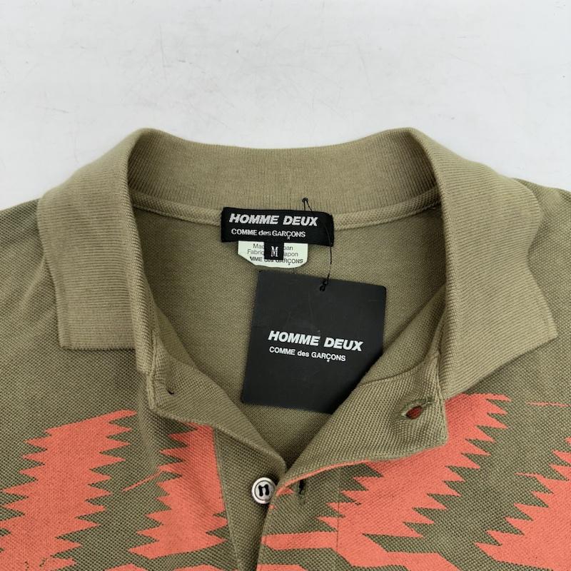 コムデギャルソンオムドゥ COMME des GARCONS HOMME DEUX ポロシャツ 半袖 17SS プリント ポロシャツ DS-T006 M カーキ / カーキ / khaki メンズ USED 古着 中古 50143704