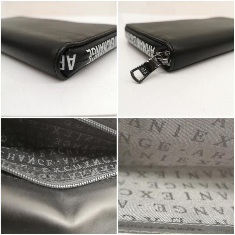 アルマーニエクスチェンジ ARMANI EXCHANGE 財布 長財布 ラウンド ロゴ ファスナー レザー 長財布 - 黒 / ブラック / black メンズ USED 古着 中古 50143755