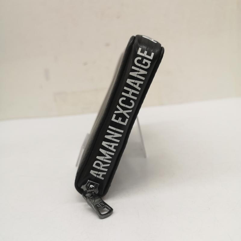 アルマーニエクスチェンジ ARMANI EXCHANGE 財布 長財布 ラウンド ロゴ ファスナー レザー 長財布 - 黒 / ブラック / black メンズ USED 古着 中古 50143755