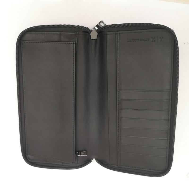 アルマーニエクスチェンジ ARMANI EXCHANGE 財布 長財布 ラウンド ロゴ ファスナー レザー 長財布 - 黒 / ブラック / black メンズ USED 古着 中古 50143755