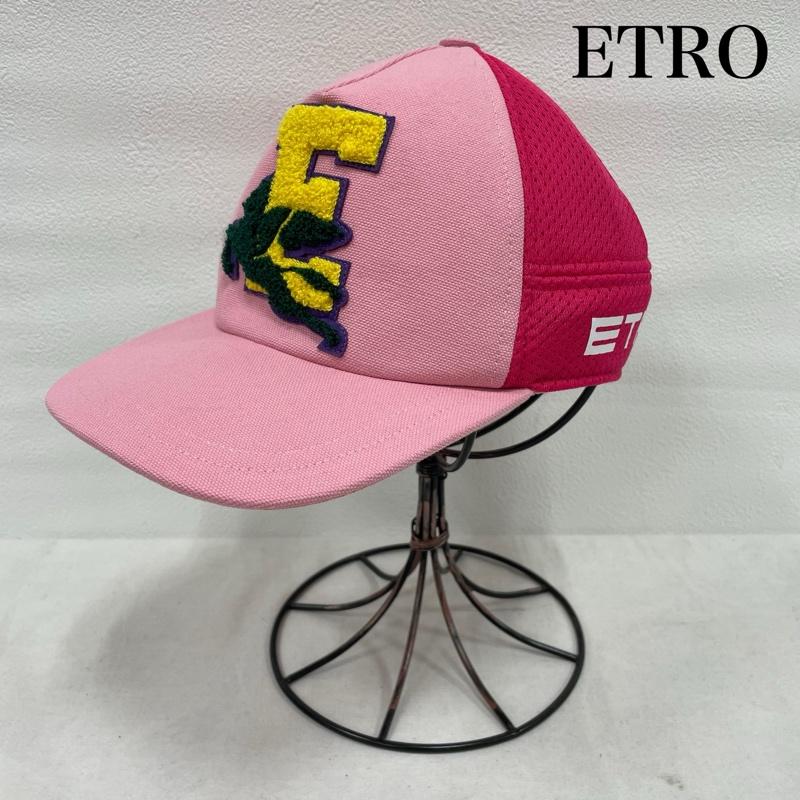 エトロ ETRO 帽子 キャップ PEGASO パッチ ワッペン メッシュ ベースボール キャップ - ロゴ、文字 桃 / ピンク / pink X 黄 / イエロー / yellow X 緑 / グリーン / green X 紫 / パープル / purple レディース USED 古着 中古 50143756