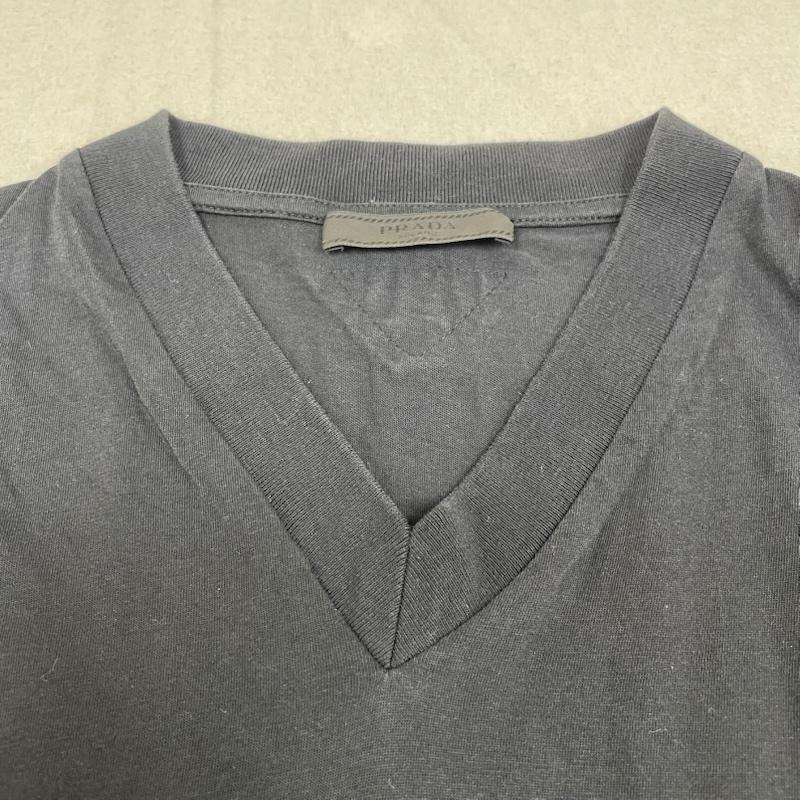 プラダ PRADA カットソー 半袖 Vネック カットソー Tシャツ 半袖 プルオーバー 無地 インナーウェア S 無地 黒 / ブラック / black メンズ USED 古着 中古 50143814