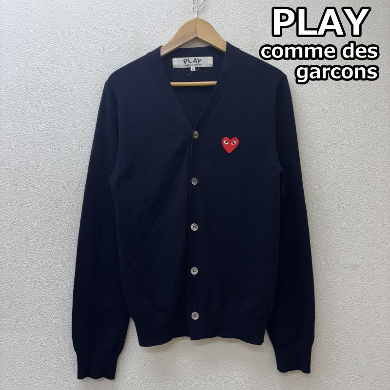プレイコムデギャルソン PLAY COMME des GARCONS カーディガン 長袖 AZ-N008 AD2010 ハートロゴ ニット カーディガン 紺 ネイビー S 紺 / ネイビー / navy メンズ USED 古着 中古 50143836