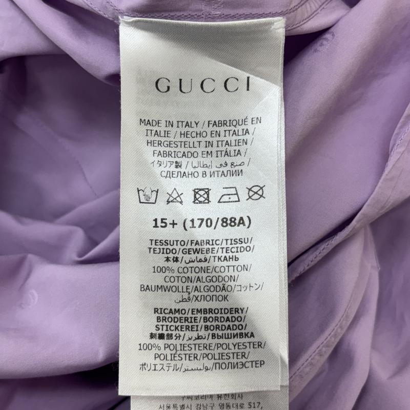 グッチ GUCCI シャツ、ブラウス 長袖 ミニロゴ 長袖 クレリック シャツ 白 紫 ホワイト パープル - 白 / ホワイト / white X 紫 / パープル / purple メンズ USED 古着 中古 50143844