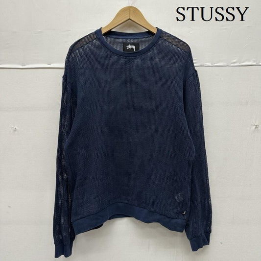 ステューシー STUSSY ニット、セーター 長袖 MESH LS CREW メッシュ クルーネック ニット M 紺 / ネイビー / navy メンズ USED 古着 中古 50143863