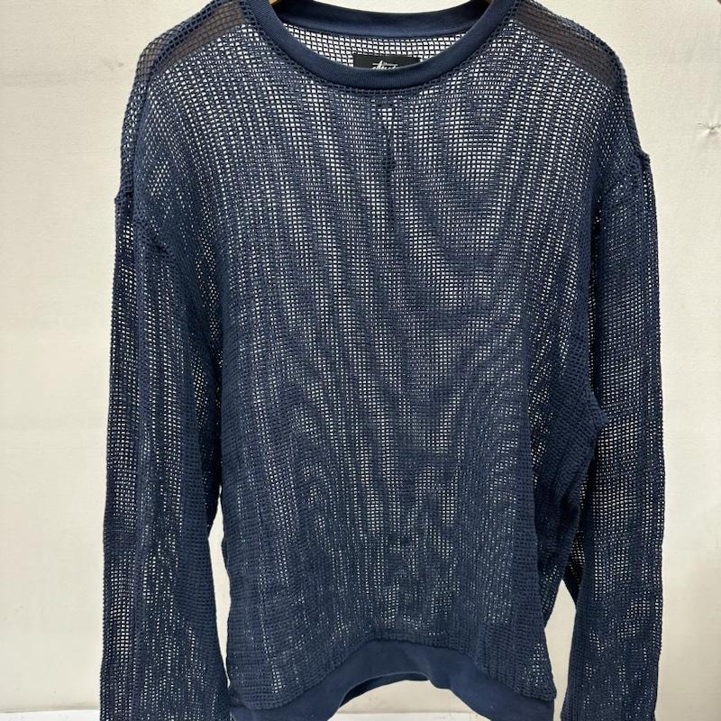 ステューシー STUSSY ニット、セーター 長袖 MESH LS CREW メッシュ クルーネック ニット M 紺 / ネイビー / navy メンズ USED 古着 中古 50143863