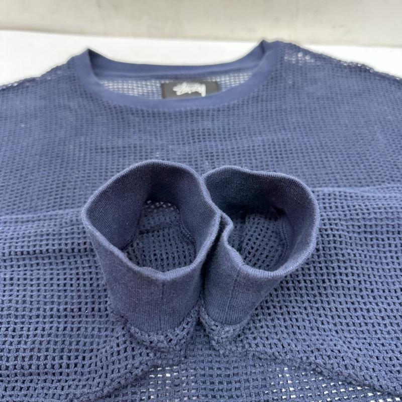 ステューシー STUSSY ニット、セーター 長袖 MESH LS CREW メッシュ クルーネック ニット M 紺 / ネイビー / navy メンズ USED 古着 中古 50143863