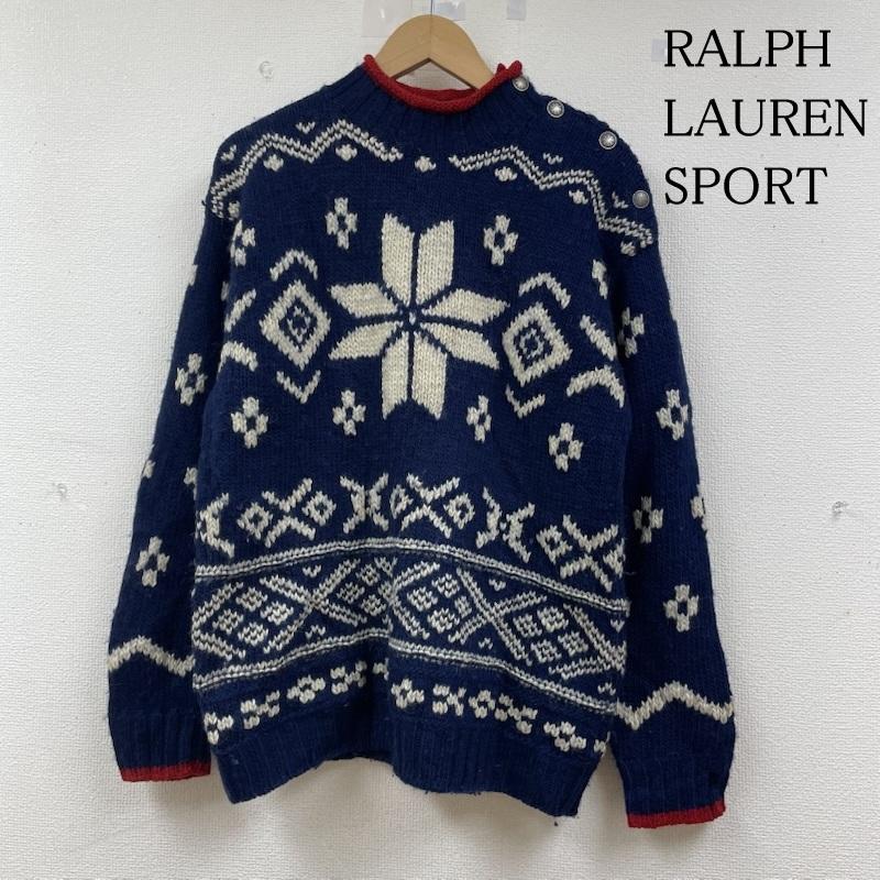 ラルフローレンスポーツ RALPH LAUREN SPORT ニット、セーター 長袖 90s POLO SPORT ノルディック 総柄 ハイネック アルパカ ウール ヘビー ニット セーター M ノルディック柄 紺 / ネイビー / navy メンズ USED 古着 中古 50143935