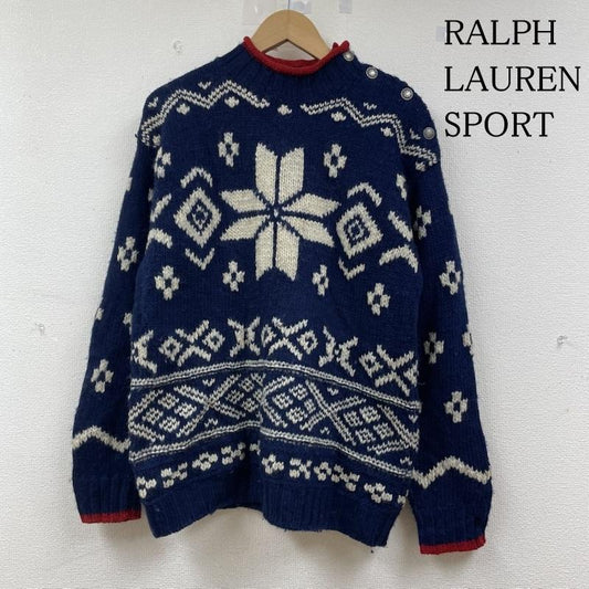 ラルフローレンスポーツ RALPH LAUREN SPORT ニット、セーター 長袖 90s POLO SPORT ノルディック 総柄 ハイネック アルパカ ウール ヘビー ニット セーター M ノルディック柄 紺 / ネイビー / navy メンズ USED 古着 中古 50143935