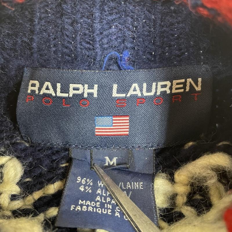ラルフローレンスポーツ RALPH LAUREN SPORT ニット、セーター 長袖 90s POLO SPORT ノルディック 総柄 ハイネック アルパカ ウール ヘビー ニット セーター M ノルディック柄 紺 / ネイビー / navy メンズ USED 古着 中古 50143935