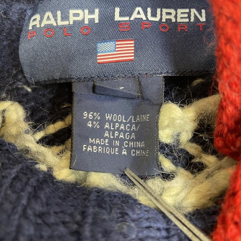 ラルフローレンスポーツ RALPH LAUREN SPORT ニット、セーター 長袖 90s POLO SPORT ノルディック 総柄 ハイネック アルパカ ウール ヘビー ニット セーター M ノルディック柄 紺 / ネイビー / navy メンズ USED 古着 中古 50143935