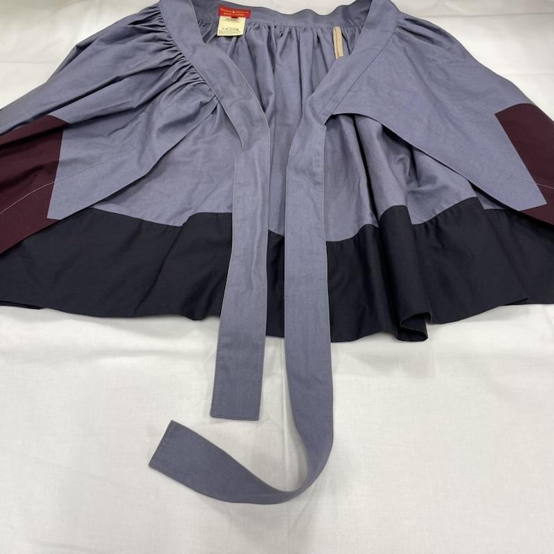 ヴィヴィアン ウエストウッド レッドレーベル Vivienne Westwood red label スカート ひざ丈スカート エプロン レイヤード 巻き スカート リボン イタリア製 40 無地 紺 / ネイビー / navy X ボルドー / ボルドー / レディース USED 古着 中古 50143966