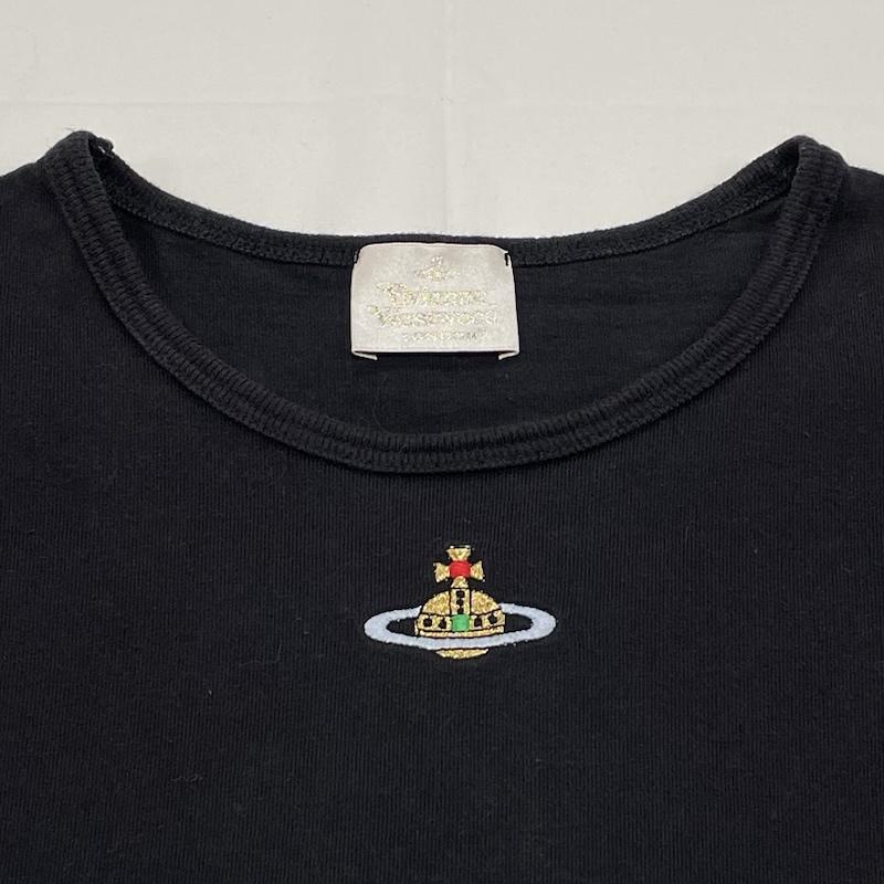 ヴィヴィアンウエストウッド Vivienne Westwood Tシャツ 半袖 オーブ 刺繍 半袖 Tシャツ カットソー イタリア製 XS ワンポイント X ロゴ、文字 X 刺繍 黒 / ブラック / black レディース USED 古着 中古 50143971