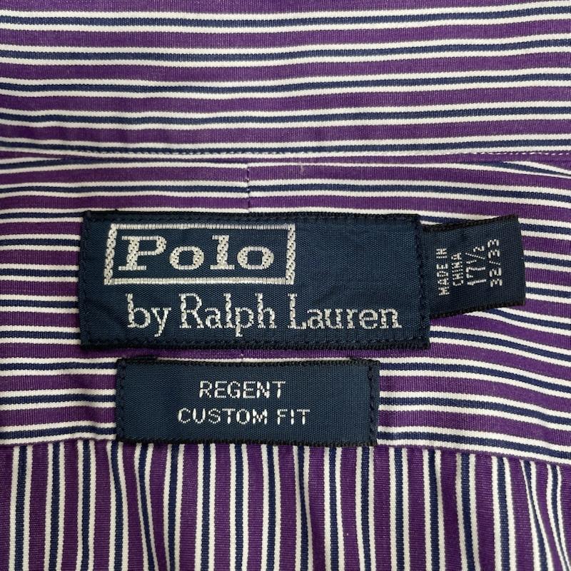 ポロバイラルフローレン Polo by RALPH LAUREN シャツ、ブラウス 長袖 REGENT CUSTOM FIT 長袖 シャツ ブラウス Shirt ロングスリーブ 胸ポケット ボタン ストライプ サイズ17 1/2 32/33 - ストライプ 紫 / パープル / purple メンズ USED 古着 中古 50143997