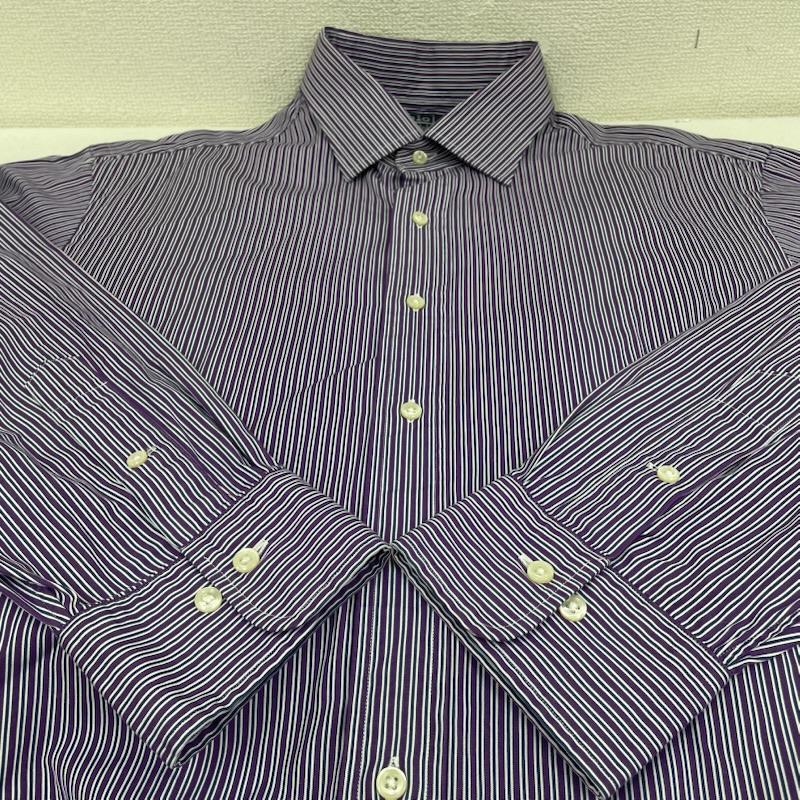 ポロバイラルフローレン Polo by RALPH LAUREN シャツ、ブラウス 長袖 REGENT CUSTOM FIT 長袖 シャツ ブラウス Shirt ロングスリーブ 胸ポケット ボタン ストライプ サイズ17 1/2 32/33 - ストライプ 紫 / パープル / purple メンズ USED 古着 中古 50143997