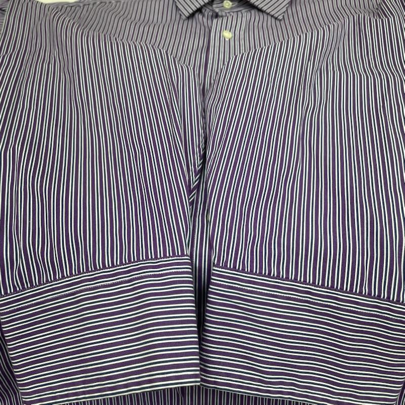 ポロバイラルフローレン Polo by RALPH LAUREN シャツ、ブラウス 長袖 REGENT CUSTOM FIT 長袖 シャツ ブラウス Shirt ロングスリーブ 胸ポケット ボタン ストライプ サイズ17 1/2 32/33 - ストライプ 紫 / パープル / purple メンズ USED 古着 中古 50143997