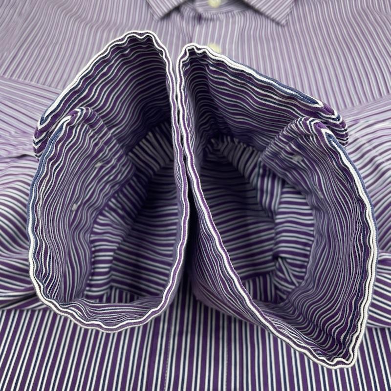 ポロバイラルフローレン Polo by RALPH LAUREN シャツ、ブラウス 長袖 REGENT CUSTOM FIT 長袖 シャツ ブラウス Shirt ロングスリーブ 胸ポケット ボタン ストライプ サイズ17 1/2 32/33 - ストライプ 紫 / パープル / purple メンズ USED 古着 中古 50143997