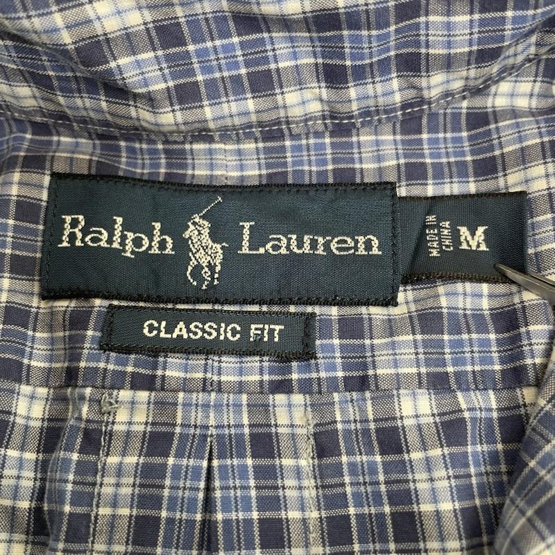 ラルフローレン RALPHLAUREN シャツ、ブラウス 長袖 CLASSIC FIT 長袖 ボタンダウン チェック シャツ ポニーロゴ ワンポイント 刺繍 M チェック X ロゴ、文字 X ワンポイント X 刺繍 青 / ブルー / blue メンズ USED 古着 中古 50144001