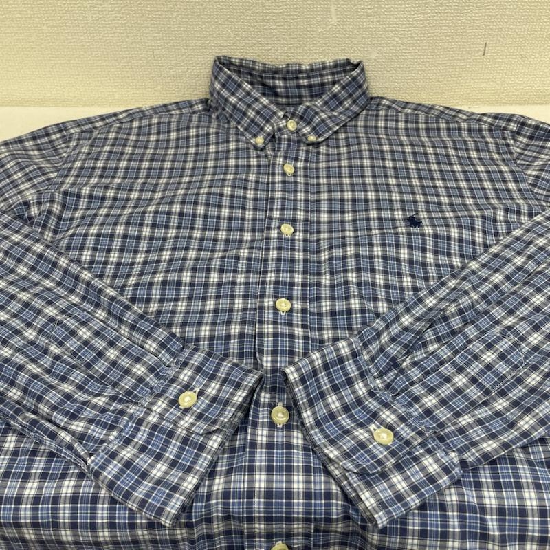 ラルフローレン RALPHLAUREN シャツ、ブラウス 長袖 CLASSIC FIT 長袖 ボタンダウン チェック シャツ ポニーロゴ ワンポイント 刺繍 M チェック X ロゴ、文字 X ワンポイント X 刺繍 青 / ブルー / blue メンズ USED 古着 中古 50144001