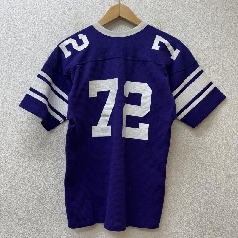 ラッセルアスレティック Russell Athletic Tシャツ 半袖 70年代 ビンテージ USA製 金タグ ナンバリング フットボール Tシャツ ユースサイズ 白 青紫色 - ボーイズ USED 古着 中古 50144024