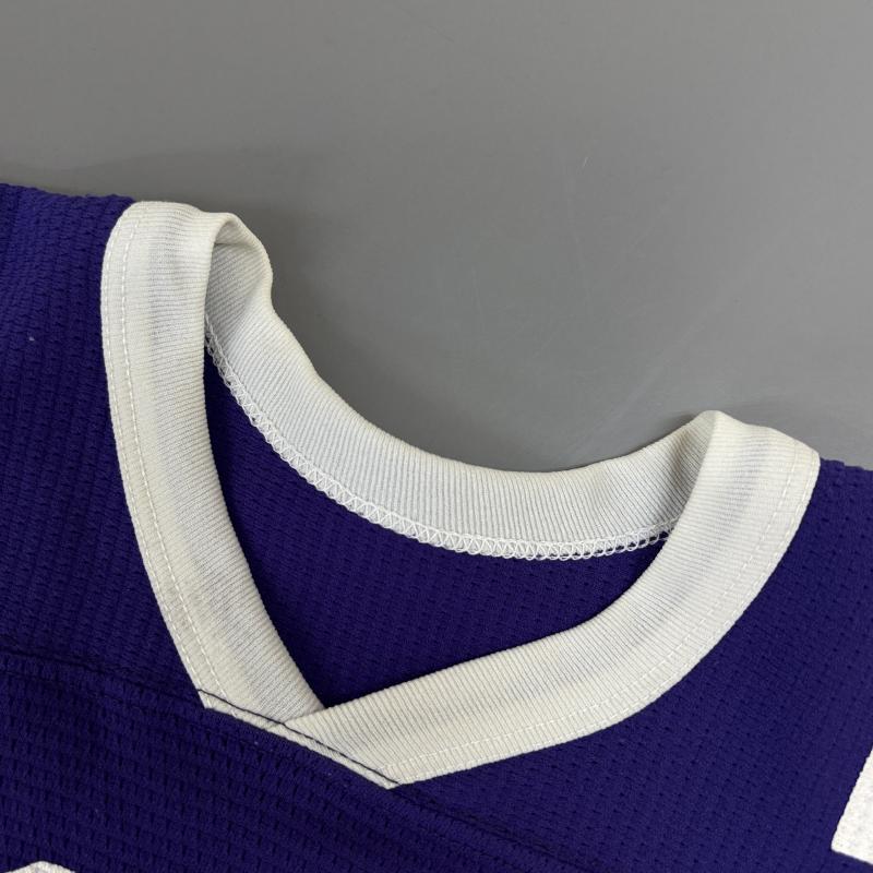 ラッセルアスレティック Russell Athletic Tシャツ 半袖 70年代 ビンテージ USA製 金タグ ナンバリング フットボール Tシャツ ユースサイズ 白 青紫色 - ボーイズ USED 古着 中古 50144024