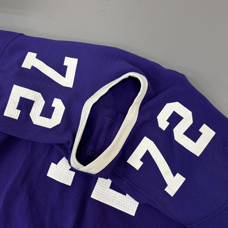 ラッセルアスレティック Russell Athletic Tシャツ 半袖 70年代 ビンテージ USA製 金タグ ナンバリング フットボール Tシャツ ユースサイズ 白 青紫色 - ボーイズ USED 古着 中古 50144024