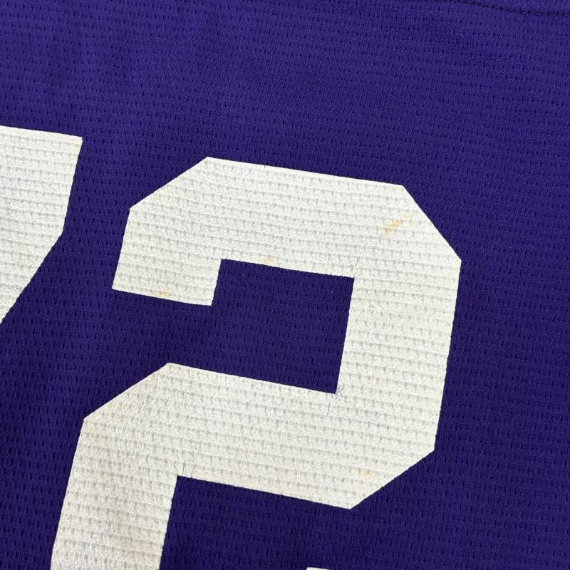 ラッセルアスレティック Russell Athletic Tシャツ 半袖 70年代 ビンテージ USA製 金タグ ナンバリング フットボール Tシャツ ユースサイズ 白 青紫色 - ボーイズ USED 古着 中古 50144024